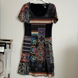 Desigual Medium crazy print art to wear Multicolor Patchwork Mini Dress Designer